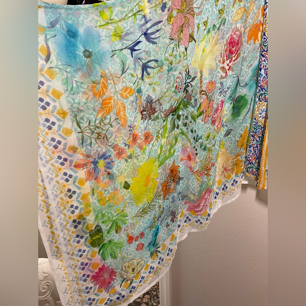 Soft Surroundings Boho Floral Kimono Cardigan – One Size – 100% Rayon hippie - Picture 10 of 16